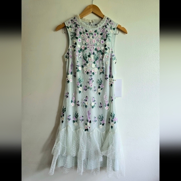 Mac Duggal Dresses & Skirts - NEW! Mac Duggal,  Floral Embroidered Dress in Sage (Mint)/Purple, Size 2